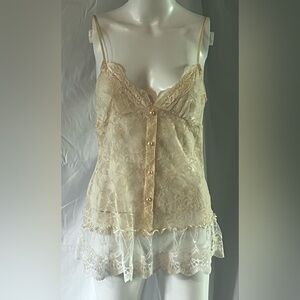 Charlotte Russe gold, and white lace camisole.
